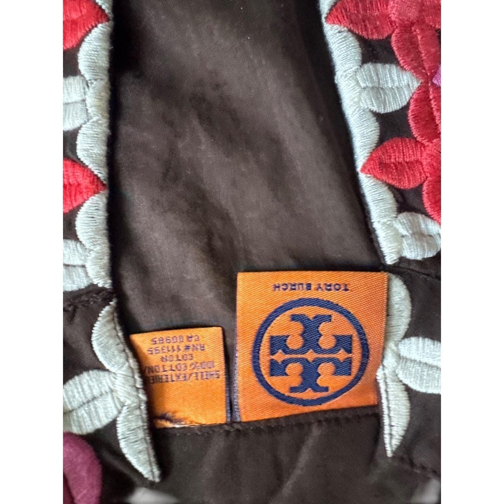 Vintage Y2kTory Burch medium Embroidered Tunic Brown Floral Long Sleeve Top - Picture 4 of 11